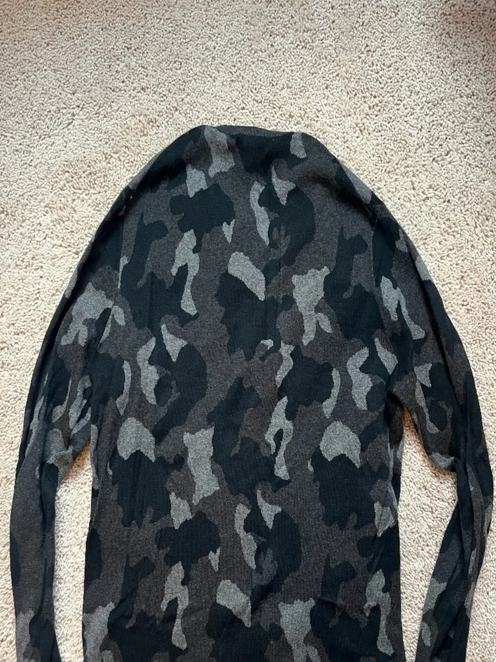 Banana Republic Mens L Camo Crewneck Sweater 100% Cotton Charcoal Black